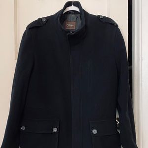 Cole Haan Wool Blend Plush Car Coat with Bib